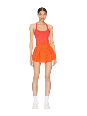 Free People Movement Way Home Skortsie in Morning Burst Orange Red Romper Large